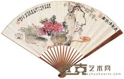 陈涛 岁朝清供图 成扇 18×48cm